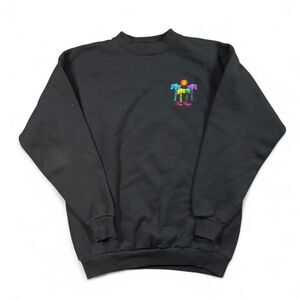 Tultex Sweatshirt Men M Black Cotton Blend Las Vegas Neon Palm Trees Vintage